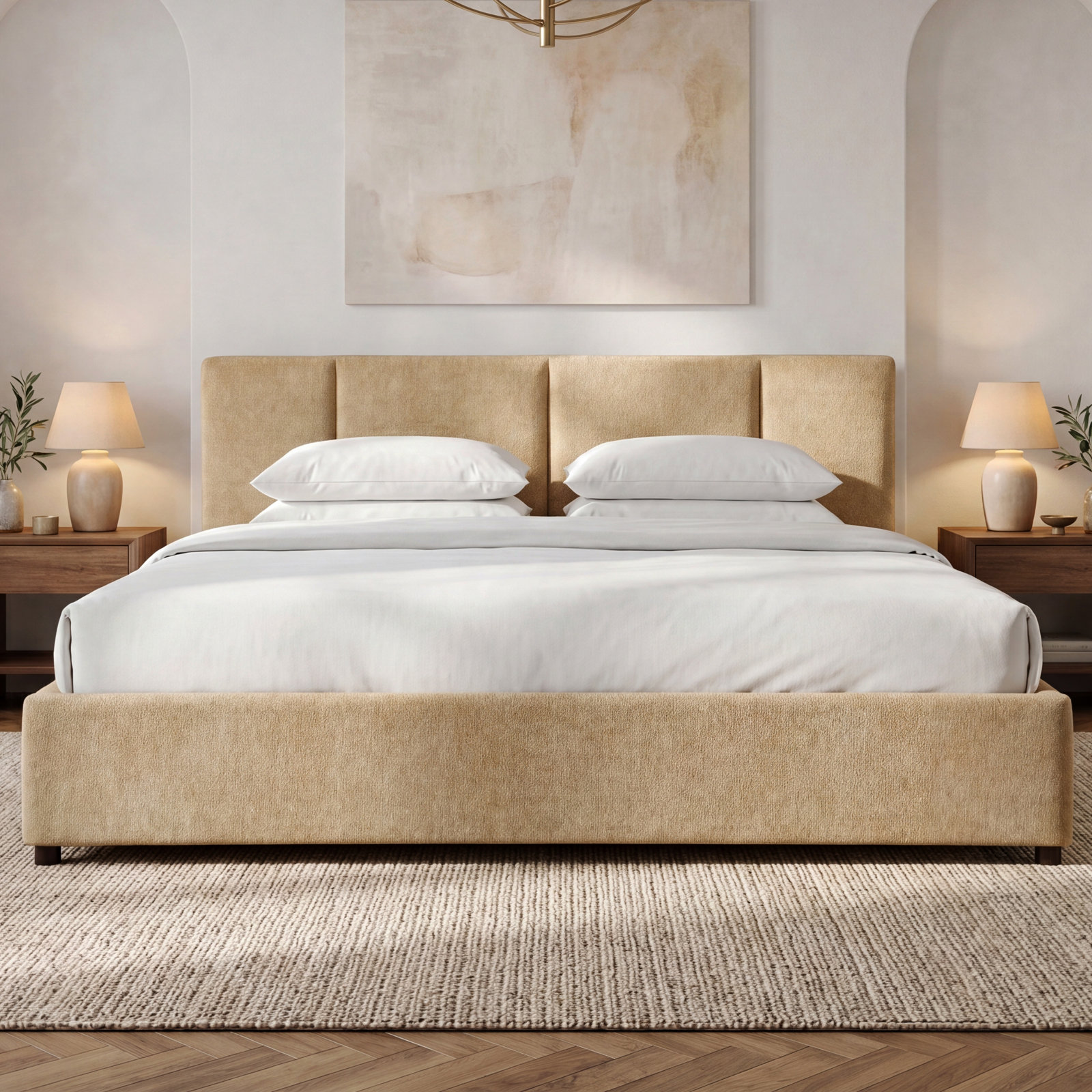 Ruthie Upholstered Bed, King, Sand