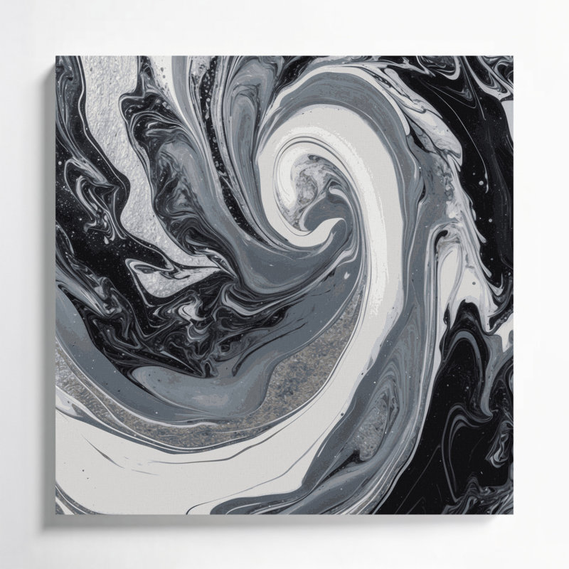Abstrait art fluide sur toile grise 82, H 12 po x l 12 po