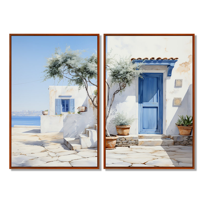 Grèce Cycladic Harmony II - campagne noire, ensemble de 2 impressions sur toile, H 36 po x l 48 po, Brun