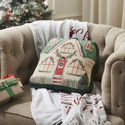 Coussin de Noël avec perles 14 x 14