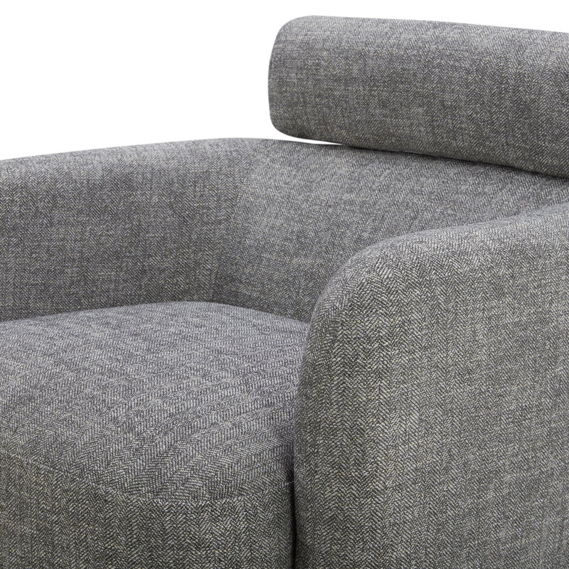 Fauteuil d'appoint pivotant avec appui-tête réglable Becerril, Noyer, Polyester gris galet
