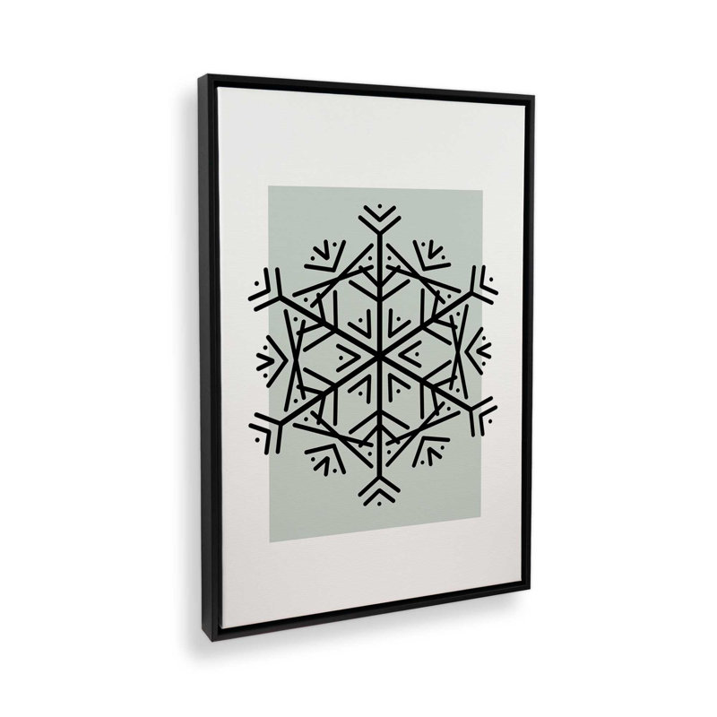 Charme de flocon de neige nordique, H 18,75 po x l 12,75 po, Impression encadrée sans passe-partout, Noir satiné