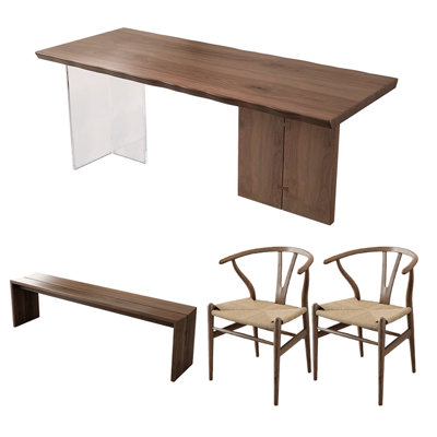 Ash Wood Acrylic Creative Durable Dining Table Set