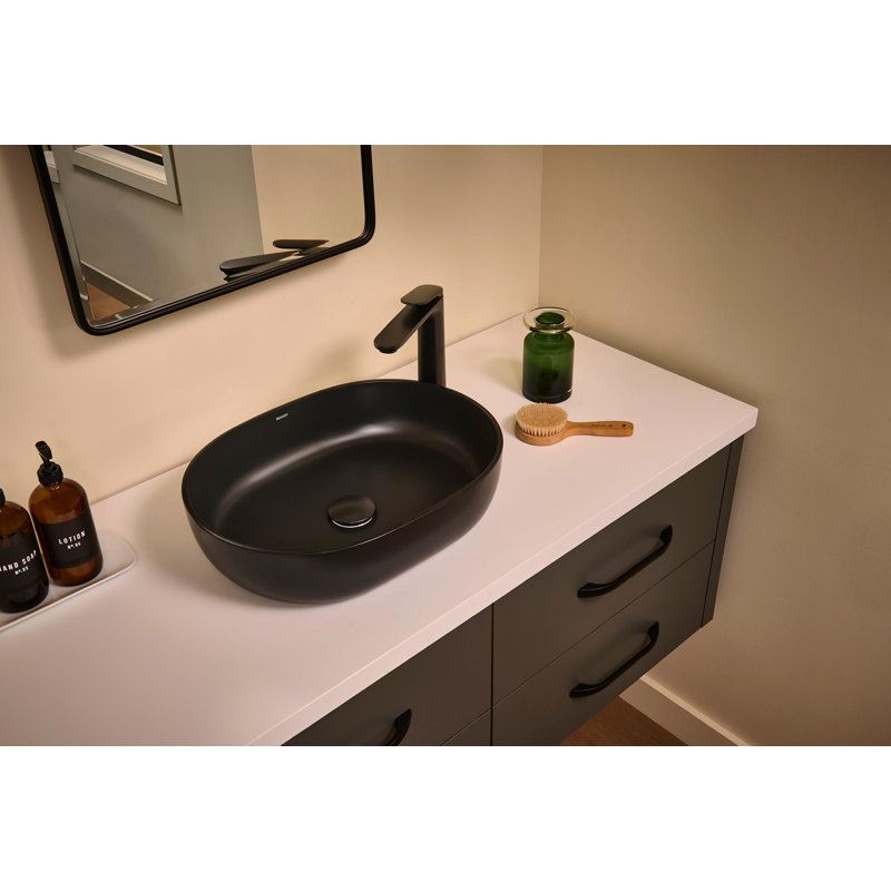 Oval Vessel Bathroom Sink, Black