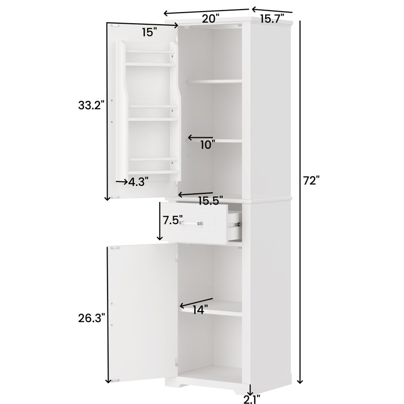 Armoire de salle de bain autoportante 72 "H