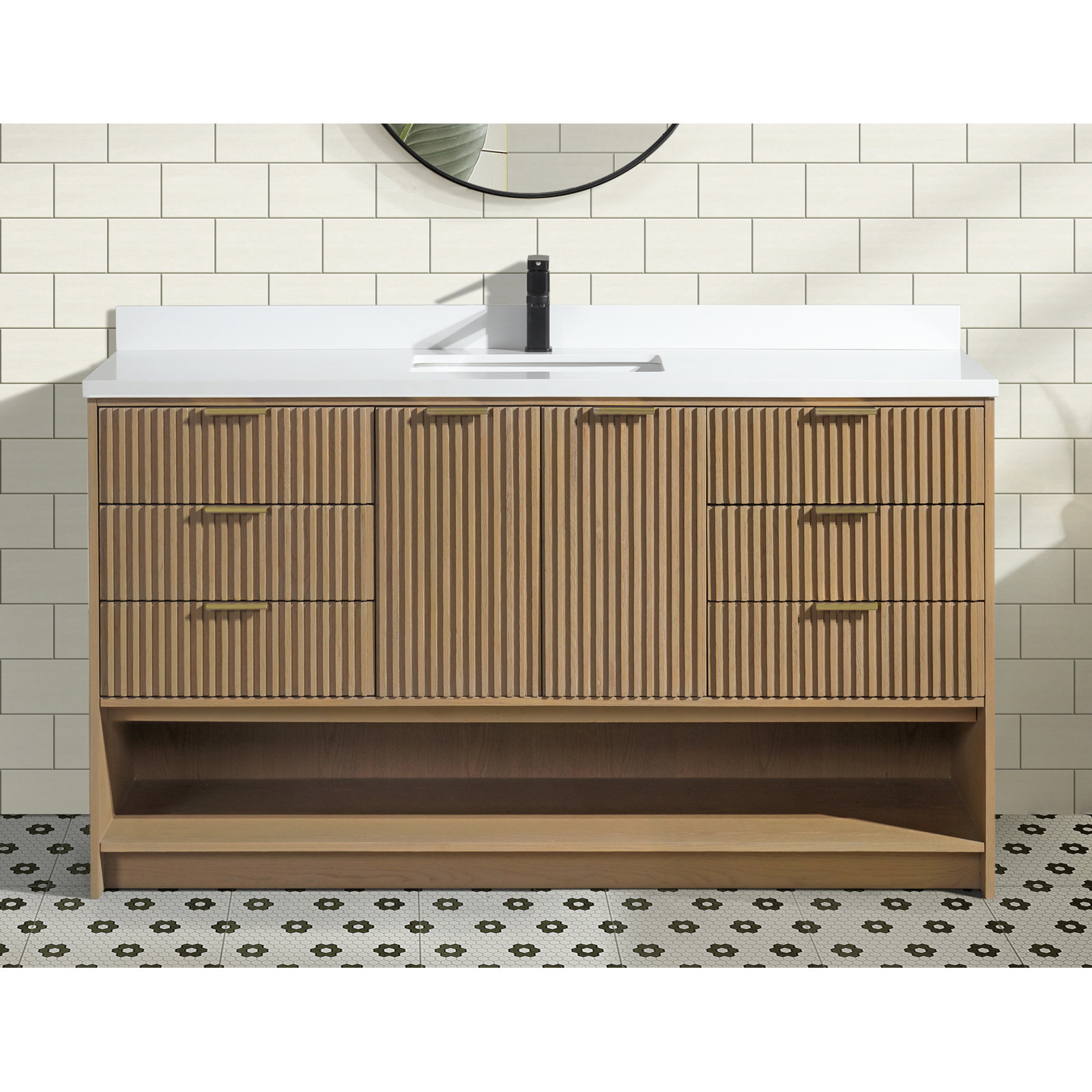 Anelie 60" Freestanding Bathroom Vanity Oak