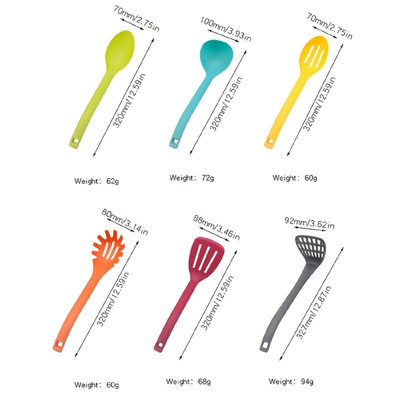 6Pcs Colorful Nylon Silicone Kitchenware Set, Standable Heat Resistant Non-Stick Kitchen Tools, Kitchen Accessories -  QXXSJ, HJX-127