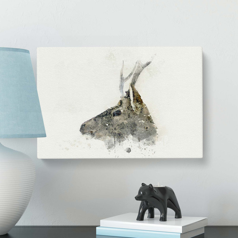 Young Elk In Abstract - Wrapped Canvas, 50cm H x 76cm W x 3cm D