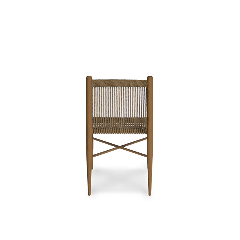 Montauk Praline Teak Wood Ladder Back Upholstered Side Chair