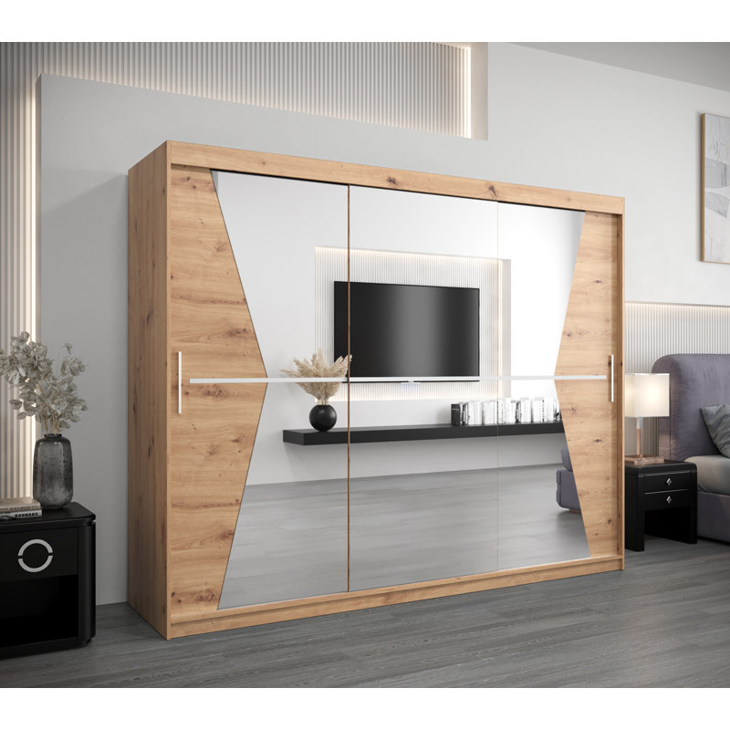 Cullom 2 Door Wardrobe, 200Cm H x 250Cm W x 62Cm D, Oak Artisan