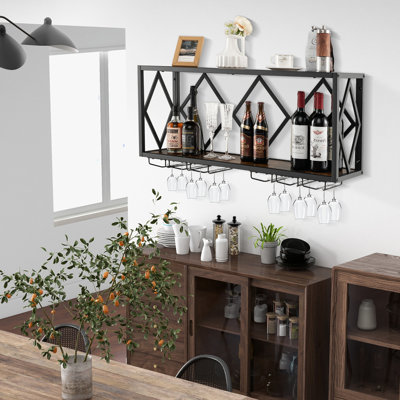 Sabrine 39 Bottle Wall Mounted Wine Bottle & Glass Rack in