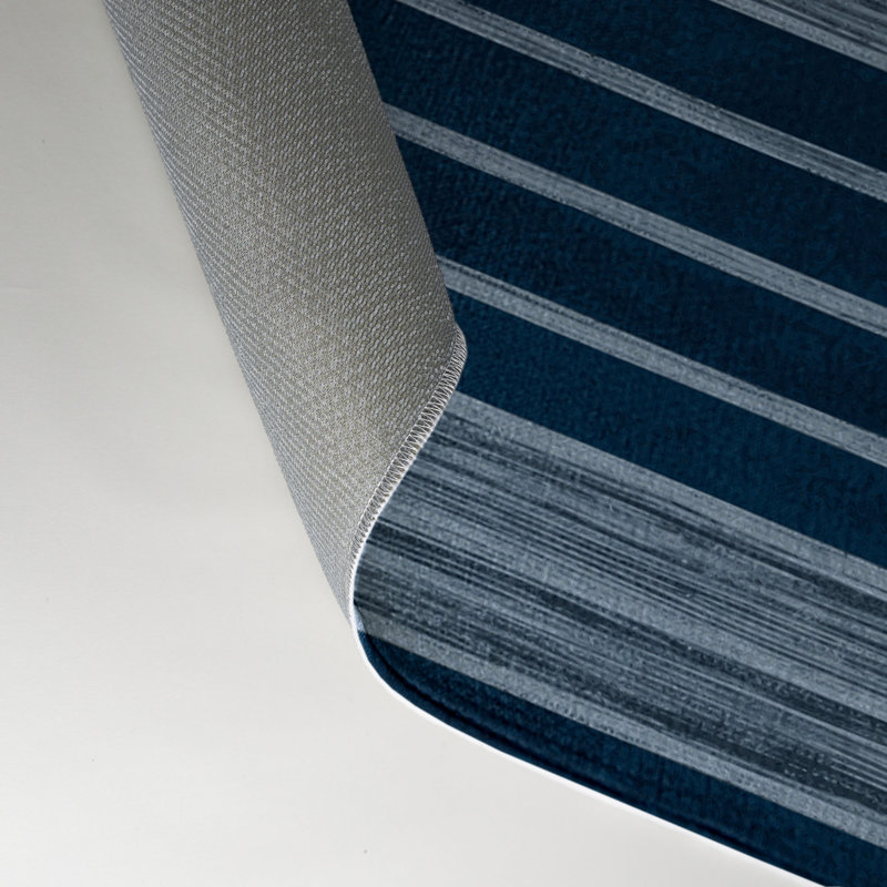 HorizontalStripes Blue Indoor and Outdoor Area Rug, Rectangle 5' x 7'