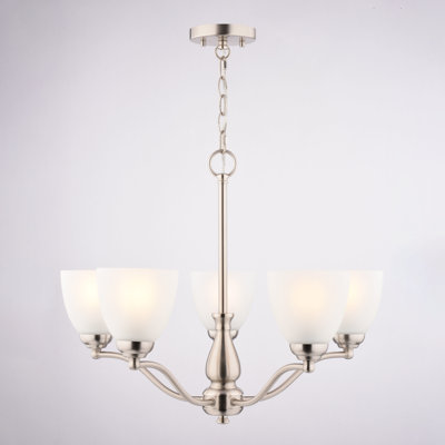 Bellwood 5-Light 24.5 In. Wide Traditional Chandelier, LED Compatible, Adjustable Height, Hanging Ceiling Pendant Fixture For Dining Table Kitchen Entryway Bedroom Island Foyer