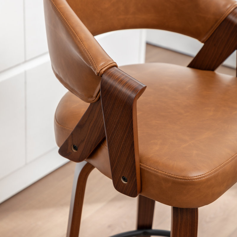 Tabouret de comptoir pivotant en similicuir Providence, Brun