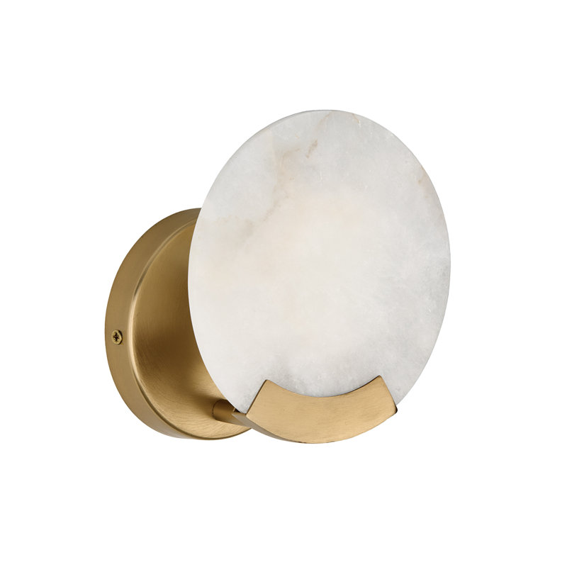 7" H x 7.25" W 1-Light Sconce in Aged Brass with Natural Alabaster Stone