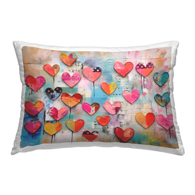 Playful Urban Hearts Pattern Decorative Printed Throw Pillow Design by LSR Design Studio