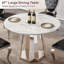 Table de salle à manger spacieuse ronde avec une texture de marbre exquise et une base en acier inoxydable durable, pour les repas de famille et les rassemblements-1265266214