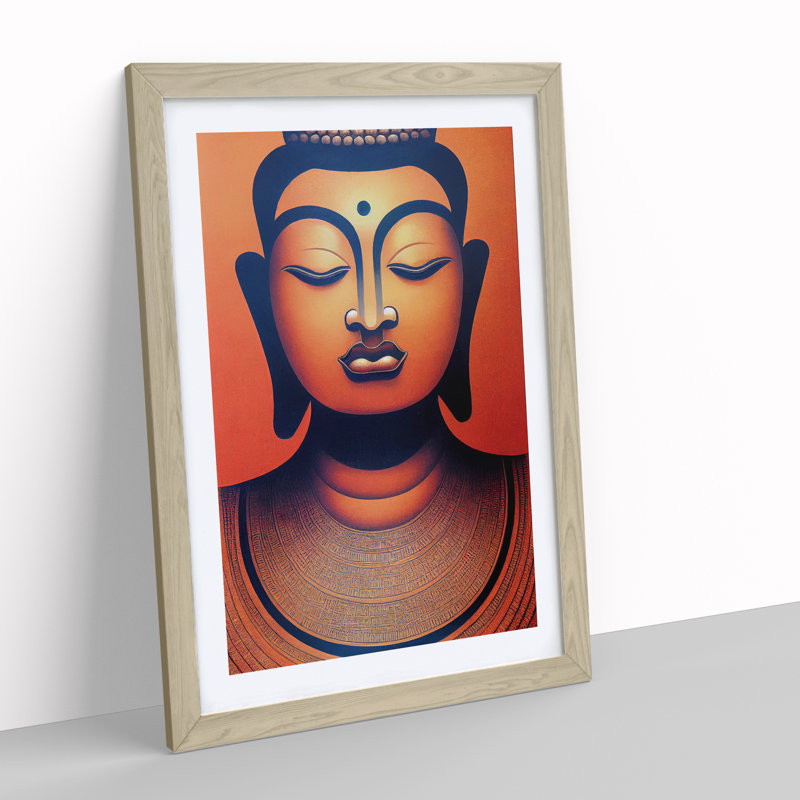 Soulful Buddha - Single Picture Frame Print, 64cm H x 46cm W x 2cm D, Oak