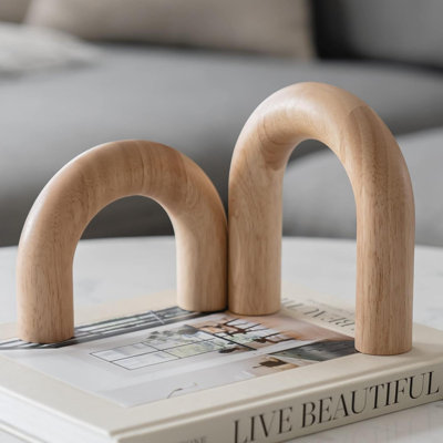 Wood Arch Decorative Objects Modern Bookshelf Décor Coffee Table Sculpture Floating Shelf Decor Accents Japandi Home Decorations For Side Console And Entryway Table