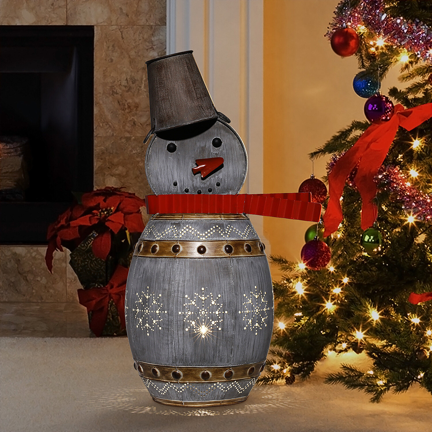 lighted snowman christmas tree topper