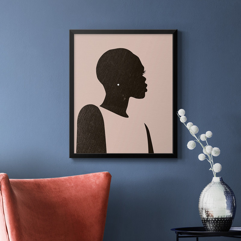 «Pink Silhouette II», toile encadrée de qualité supérieure - prête à être accrochée, Noir, H 24 po x l 20 po