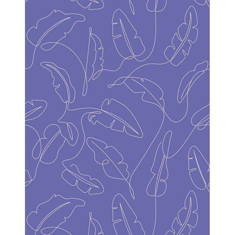 7m x 75cm Matte Minimal Line Tropical Wallpaper Roll, Purple