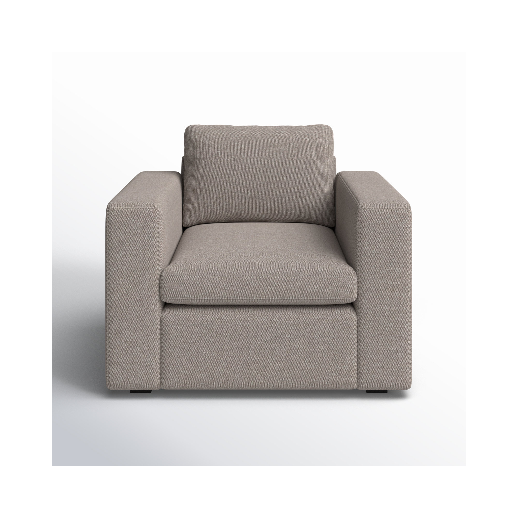 Benedict Upholstered Armchair, Mushroom Performance Basketweave