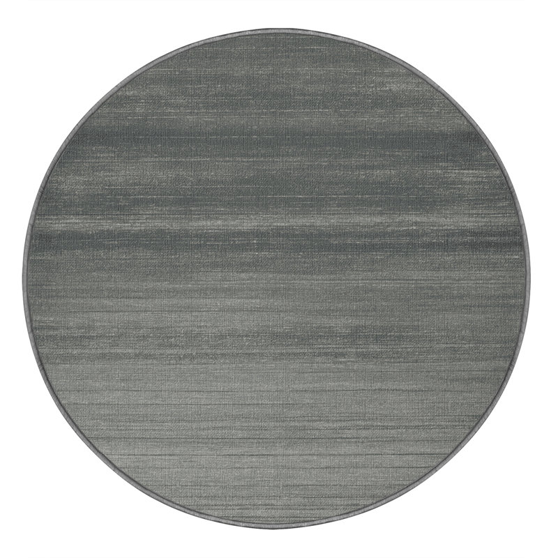 Tapis gris uni lavable à la machine, Rond 6 pi