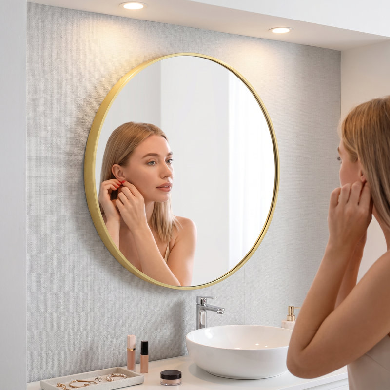 Miroir de salle de bain haute définition, 24'', Doré
