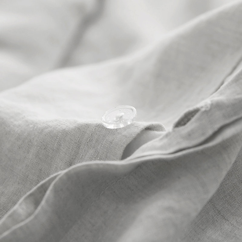 100% Linen Duvet Cover Set, King Duvet Cover + 2 Shams, Gray