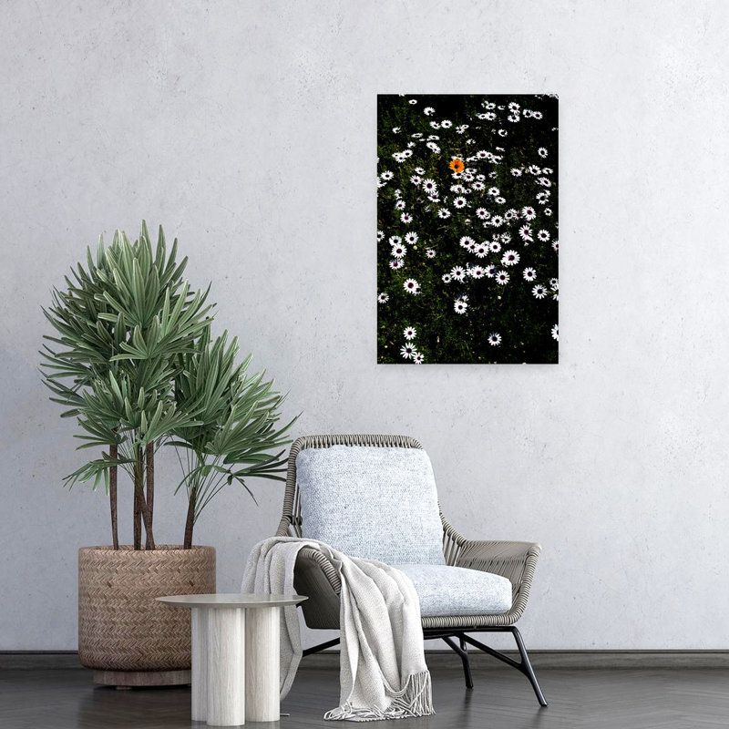 Art contemporain, paysage de marguerite abstraite, H 24 po x l 16 po