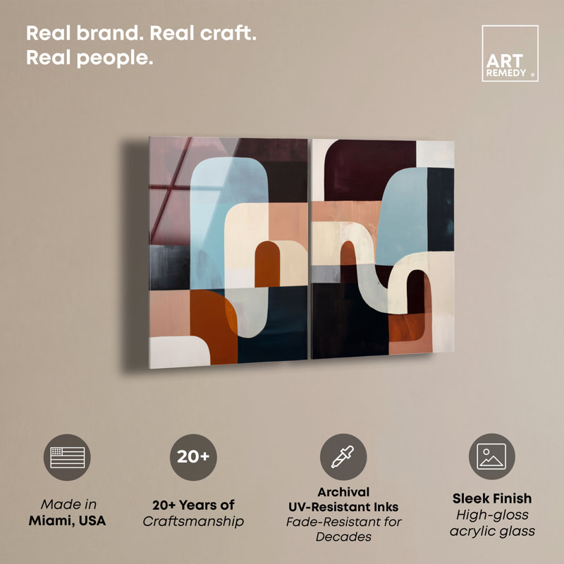 Ensemble d'art mural moderne Bauhaus Blend Duo, par Art Remedy, prêt à accrocher, 30 x 45, H 45 po x l 30 po