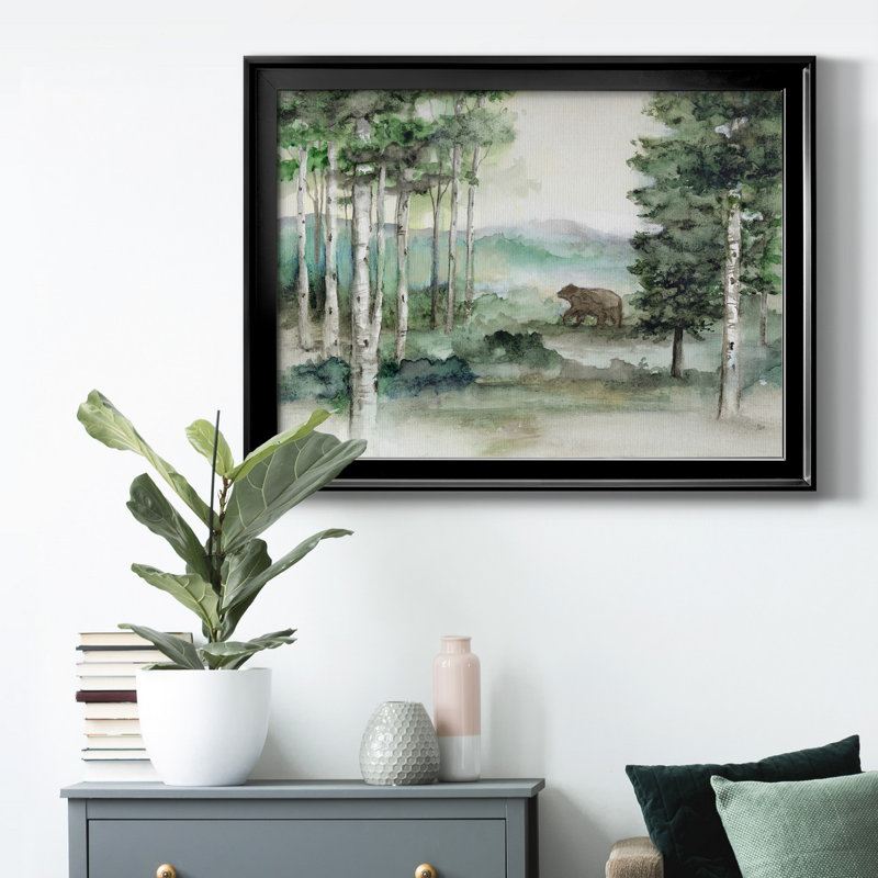 Bear Mountain - Peinture sur toile encadrée, H 18,5 po x l 24,5 po x P 1 po, Cadre noir