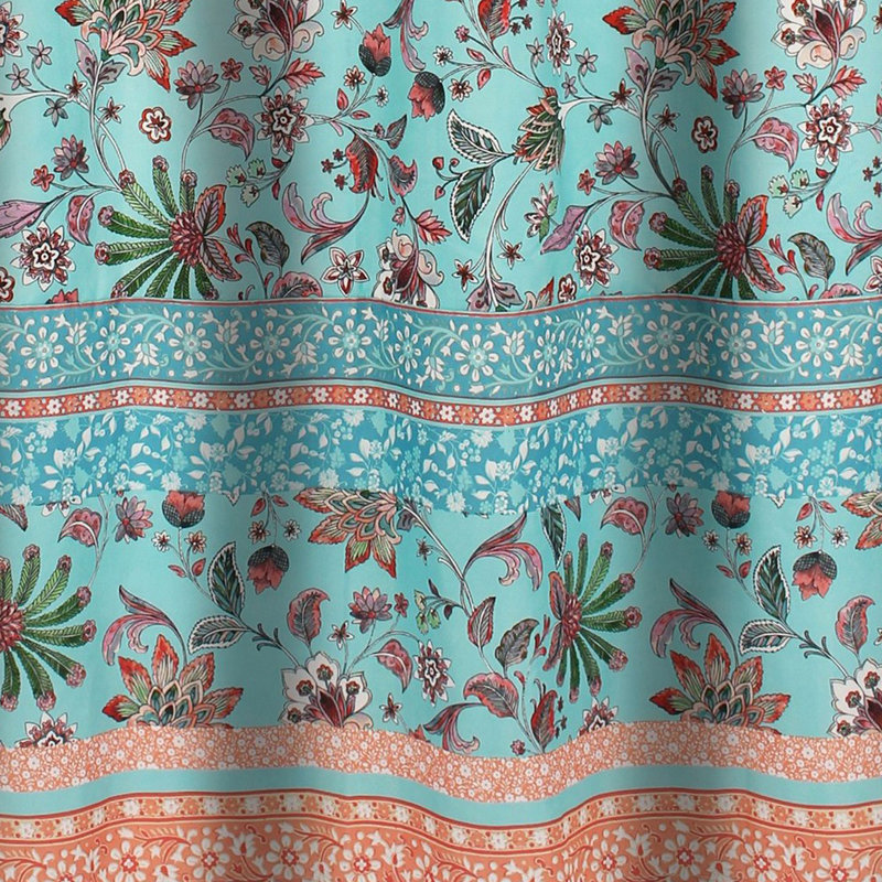  Athens Shower Curtain, Blue Microfiber Polyester, Jacobean Print