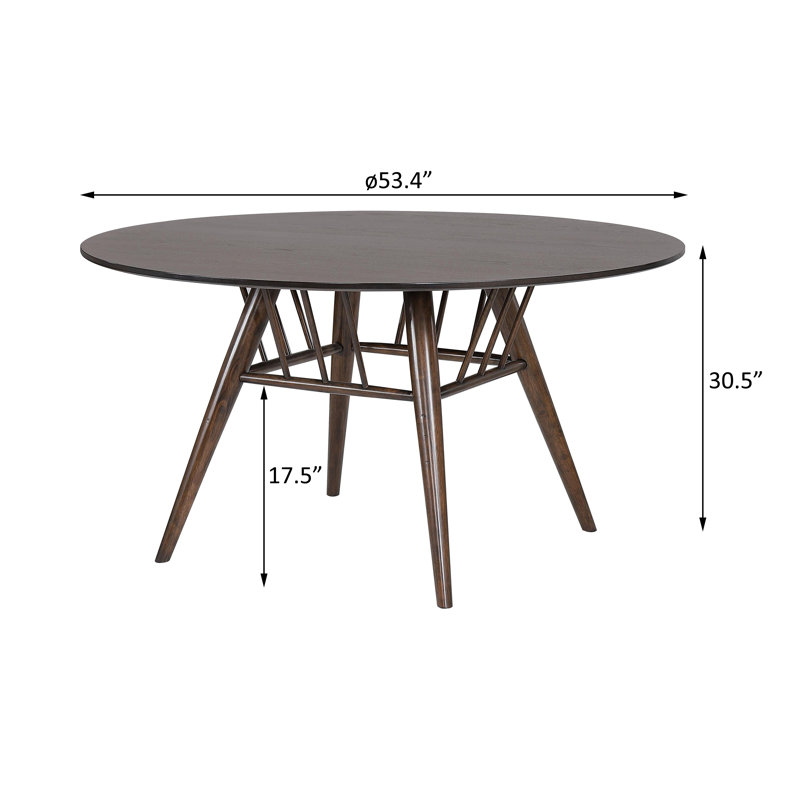 Table de salle à manger ronde en bois noyer foncé de 53 po