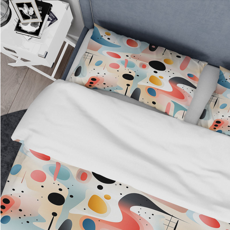 Ensemble de housse de couette géométrique Kaeon Pastel Abstraction - Microfibre polyester