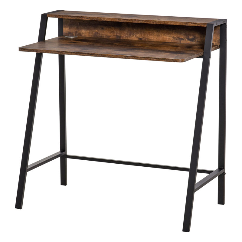 Emerfield Metal Base Writing Desk, 85 x 84 x 45, Brown/Black