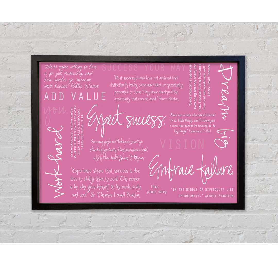 Work Hard Dream Big Expect Success - Single Picture Frame Typography on Canvas