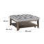 Table basse avec repose-pieds Bori, capitonnage à boutons gris 39 po, bois brun
