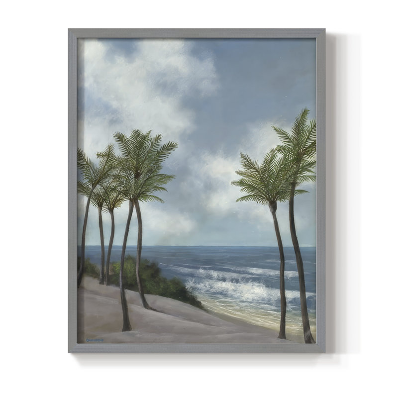 Coastal Palm Tree I, reproduction encadrée - bois massif, Gris, H 21 po x l 17 po