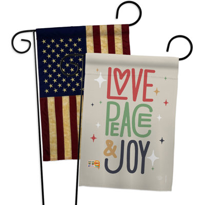 Drapeau de jardin en polyester 18,5 x 13 po Love Peace & Joy