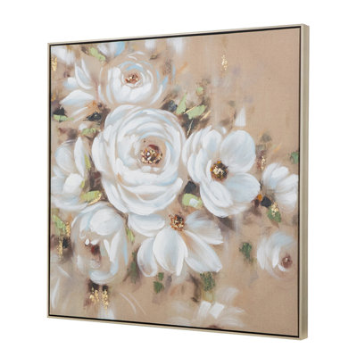 36" X 36" Square Framed Wall Art Flower Canvas Print, Home Decor For Living Room Kitchen Foyer Office
