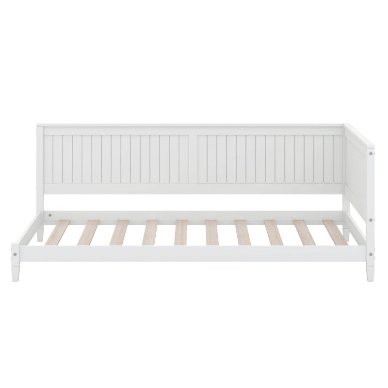 Lit de jour / canapé en bois, Blanc, Lit simple