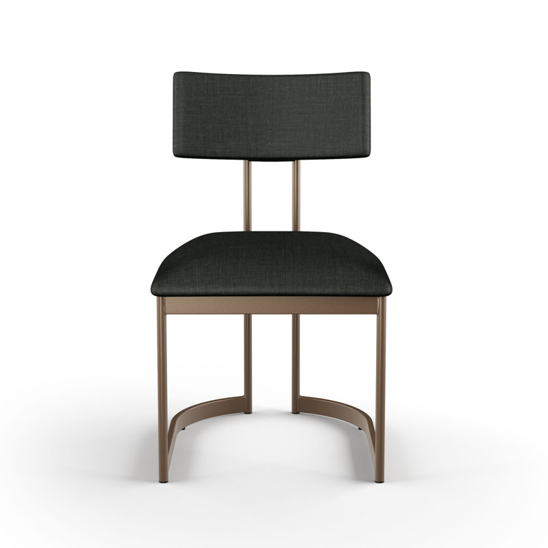 Chaise rembourrée Delisa, Noir / Bronze