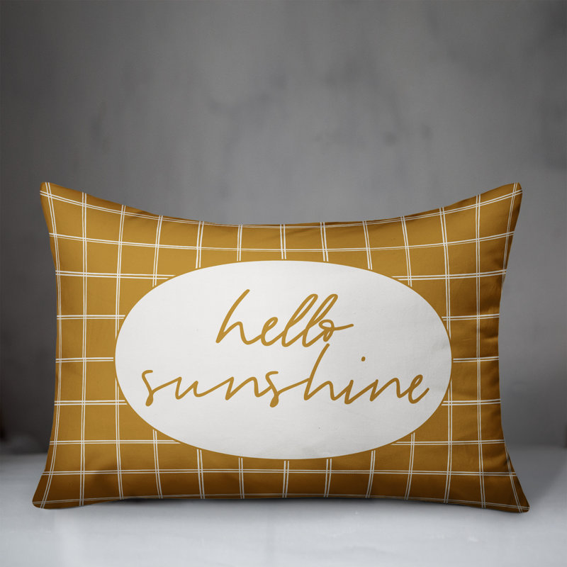 Plaid Outdoor Reversible Throw Pillow, Yellow