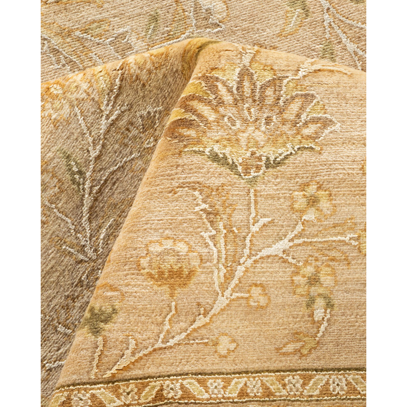Tapis brun clair / ivoire noué à la main de conception unique 8 pi x 10 pi 4 po Hayner