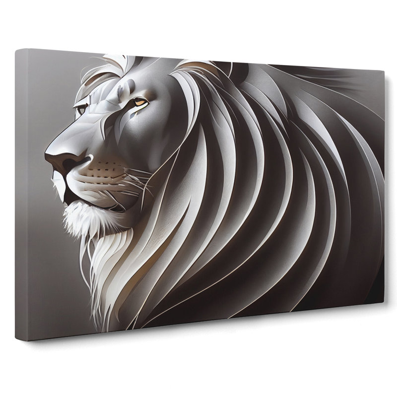 Lion Statue - Wrapped Canvas, 40cm H x 60cm W x 3cm D