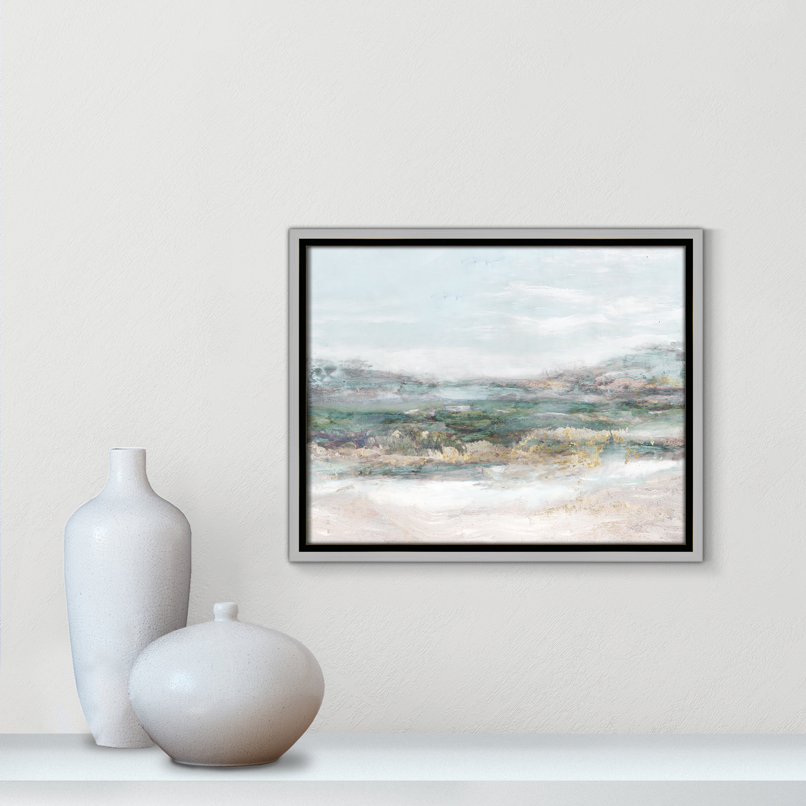 Lori "Dazzling" Painting by Matina Theodosiou, Silver Framed Canvas, No Mat, 12.5" H x 15.5" W x 2" D