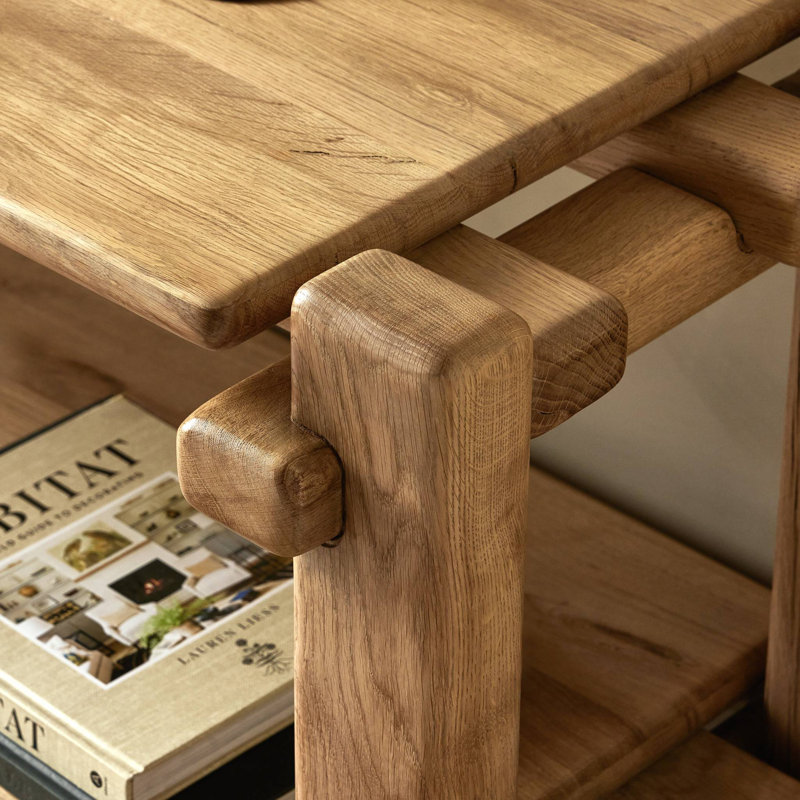 Marcia Console Table by Thomas Bina/Ronald Sasson, 24" H x 86.75" W x 18.75" D, Natural Reclaimed French Oak