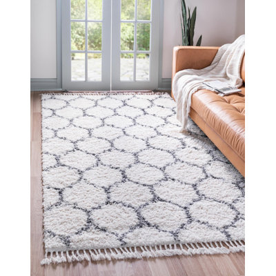 Burman Geometric Shag Area Rug